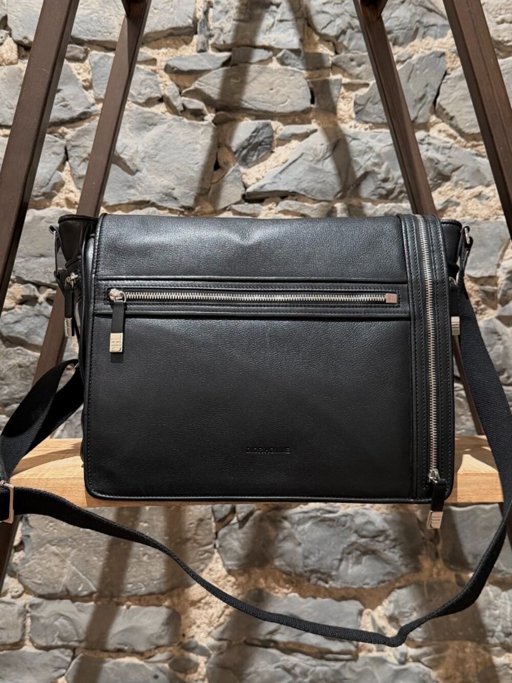Dior Homme 2012 Black Leather Multi Zippers Messenger Bag